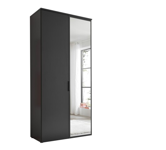 Drehtürenschrank >LOBATO< in Graphit - 101,7x225x52cm (BxHxT)