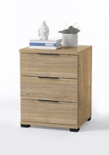 Nachtkommode >SMILLA 2< 3 Schubladen, Mauvella Oak Dekor - 46x61x42cm (BxHxT)
