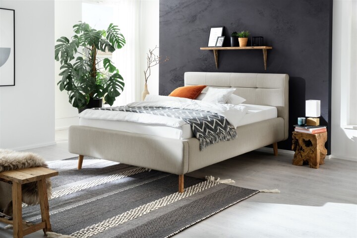 Stauraumbett >Lotte mit BK< Liegefläche 140x200cm, beige, Stellmaß: 161x105x222cm (BxHxT)