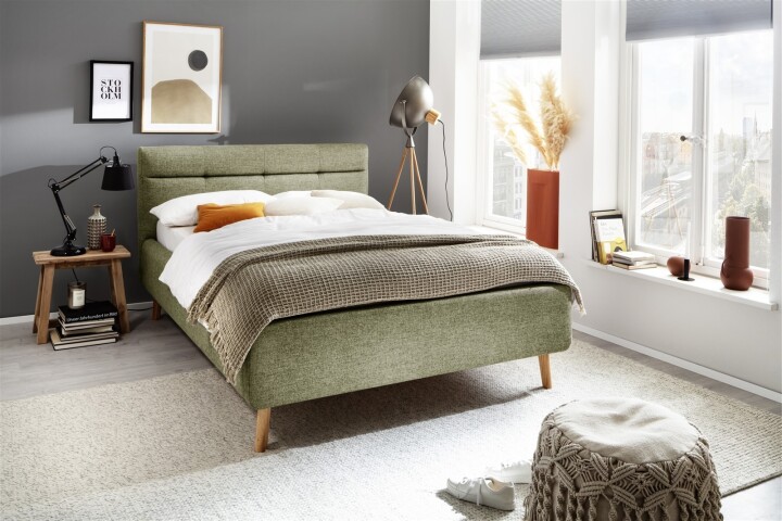Stauraumbett >Lotte mit BK< Liegefläche 140x200cm, grün, Stellmaß: 161x105x222cm (BxHxT)