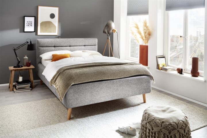 Stauraumbett >Lotte mit BK< Liegefläche 140x200cm, grau, Stellmaß: 161x105x222cm (BxHxT)