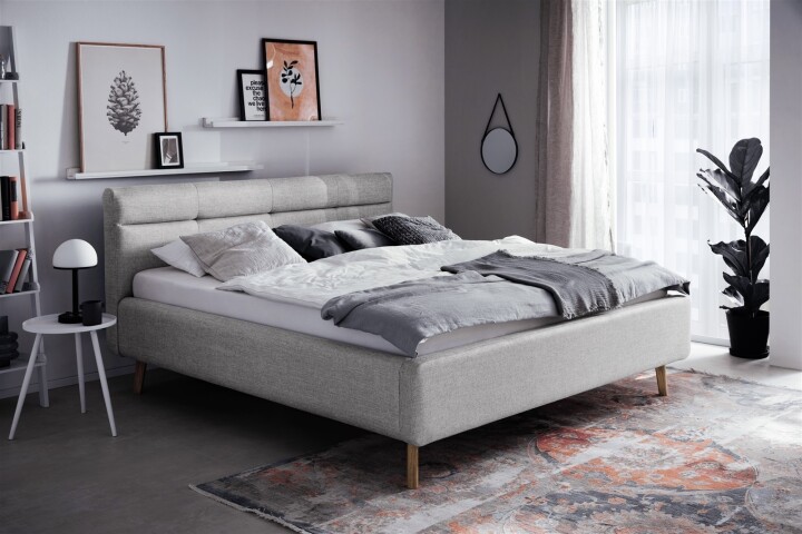 Stauraumbett >Lotte mit BK< Liegefläche 160x200cm, grau, Stellmaß: 181x105x222cm (BxHxT)