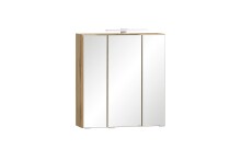 Badmöbel-Set >Paris< (2-teilig) in grau / Wotaneiche-Dekor - 60x195x35cm (BxHxT)