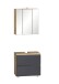 Badmöbel-Set >Paris< (2-teilig) in grau / Wotaneiche-Dekor - 60x195x35cm (BxHxT)