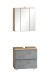 Badmöbel-Set >Paris< (2-tlg.) in Betongrau / Wotaneiche - 60x195x35cm (BxHxT)