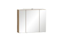 Badmöbel-Set >Paris< (2-tlg.) in weiß / Wotaneiche-Dekor - 80x195x47cm (BxHxT)