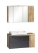Badmöbel-Set >Paris< (2-teilig) in grau / Wotaneiche-Dekor - 105x195x47 (BxHxT)