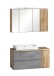 Badmöbel-Set >Paris< (2-teilig) in Betongrau / Wotaneiche - 105x195x47cm (BxHxT)