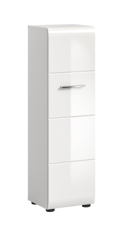 Stauraumschrank >Ice< in Weiß / Weiß Hochglanz - 30x106x30cm (BxHxT)