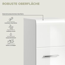 Stauraumschrank >Ice< in Weiß / Weiß Hochglanz - 30x106x30cm (BxHxT)