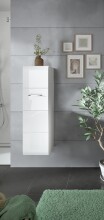 Stauraumschrank >Ice< in Weiß / Weiß Hochglanz - 30x106x30cm (BxHxT)