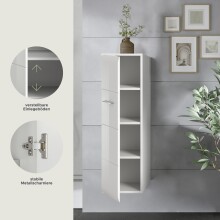 Stauraumschrank >Ice< in Weiß / Weiß Hochglanz - 30x106x30cm (BxHxT)