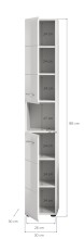 Hochschrank >Ice< in Weiß / Weiß Hochglanz - 30x185x30cm (BxHxT)