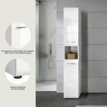 Hochschrank >Ice< in Weiß / Weiß Hochglanz - 30x185x30cm (BxHxT)