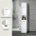 Hochschrank >Ice< in Weiß / Weiß Hochglanz - 30x185x30cm (BxHxT)