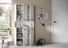 Stauraumschrank >Ice< in Weiß / Weiß Hochglanz - 90x185x30cm (BxHxT)