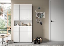 Stauraumschrank >Ice< in Weiß / Weiß Hochglanz - 90x185x30cm (BxHxT)