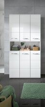 Stauraumschrank >Ice< in Weiß / Weiß Hochglanz - 90x185x30cm (BxHxT)