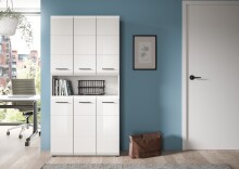 Stauraumschrank >Ice< in Weiß / Weiß Hochglanz - 90x185x30cm (BxHxT)