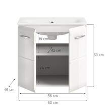 Waschtisch-Set >Ice< in Weiß / Weiß Hochglanz - 60x55x46cm (BxHxT)