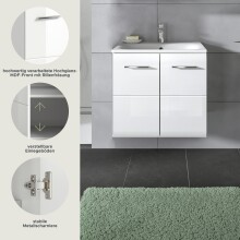 Waschtisch-Set >Ice< in Weiß / Weiß Hochglanz - 60x55x46cm (BxHxT)