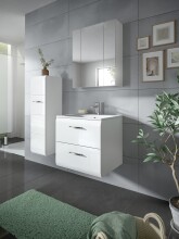 Waschtisch-Set >Ice< in Weiß / Weiß Hochglanz - 60x55x46cm (BxHxT)