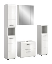 Badezimmer-Set >Ice< in Weiß / Weiß Hochglanz - 150x185x30cm (BxHxT)