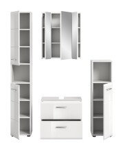 Badezimmer-Set >Ice< in Weiß / Weiß Hochglanz - 150x185x30cm (BxHxT)