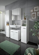 Badezimmer-Set >Ice< in Weiß / Weiß Hochglanz - 150x185x30cm (BxHxT)