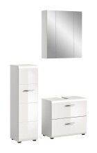 Badezimmer-Set >Ice< in Weiß / Weiß Hochglanz - 105x185x30cm (BxHxT)