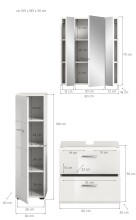 Badezimmer-Set >Ice< in Weiß / Weiß Hochglanz - 105x185x30cm (BxHxT)