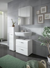 Badezimmer-Set >Ice< in Weiß / Weiß Hochglanz - 105x185x30cm (BxHxT)
