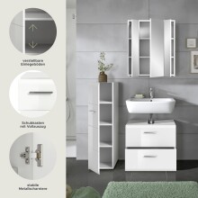 Badezimmer-Set >Ice< in Weiß / Weiß Hochglanz - 105x185x30cm (BxHxT)