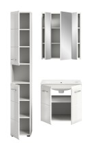 Badezimmer-Set >Ice< in Weiß / Weiß Hochglanz - 105x185x46cm (BxHxT)