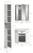 Badezimmer-Set >Ice< in Weiß / Weiß Hochglanz - 105x185x46cm (BxHxT)
