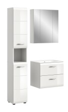 Badezimmer-Set >Ice< in Weiß / Weiß Hochglanz - 105x185x46cm (BxHxT)