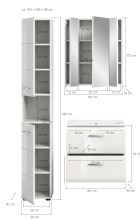 Badezimmer-Set >Ice< in Weiß / Weiß Hochglanz - 105x185x46cm (BxHxT)