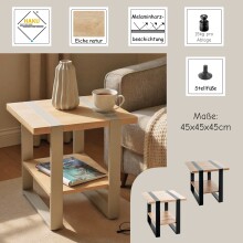 Beistelltisch >47777< in eiche / grau - 45x45x45cm (BxHxT)