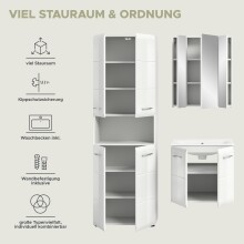 Badezimmer-Set >Ice< in Weiß / Weiß Hochglanz - 135x185x46cm (BxHxT)