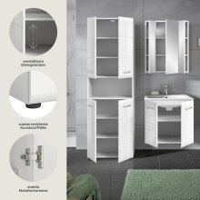 Badezimmer-Set >Ice< in Weiß / Weiß Hochglanz - 135x185x46cm (BxHxT)