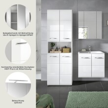 Badezimmer-Set >Ice< in Weiß / Weiß Hochglanz - 135x185x46cm (BxHxT)