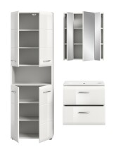 Badezimmer-Set >Ice< in Weiß / Weiß Hochglanz - 135x185x46cm (BxHxT)