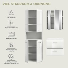 Badezimmer-Set >Ice< in Weiß / Weiß Hochglanz - 135x185x46cm (BxHxT)