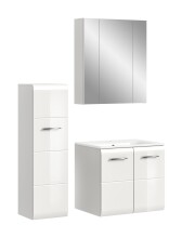 Badezimmer-Set >Ice< in Weiß / Weiß Hochglanz - 105x185x46cm (BxHxT)