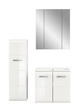 Badezimmer-Set >Ice< in Weiß / Weiß Hochglanz - 105x185x46cm (BxHxT)