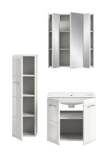 Badezimmer-Set >Ice< in Weiß / Weiß Hochglanz - 105x185x46cm (BxHxT)