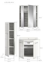 Badezimmer-Set >Ice< in Weiß / Weiß Hochglanz - 105x185x46cm (BxHxT)