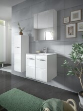Badezimmer-Set >Ice< in Weiß / Weiß Hochglanz - 105x185x46cm (BxHxT)