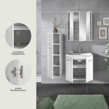 Badezimmer-Set >Ice< in Weiß / Weiß Hochglanz - 105x185x46cm (BxHxT)