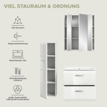 Badezimmer-Set >Ice< in Weiß / Weiß Hochglanz - 105x185x46cm (BxHxT)